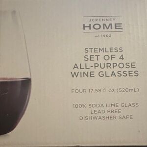 JCPenney Home Stemless Set of 4 all purpose wine glasses 100% soda lime glass